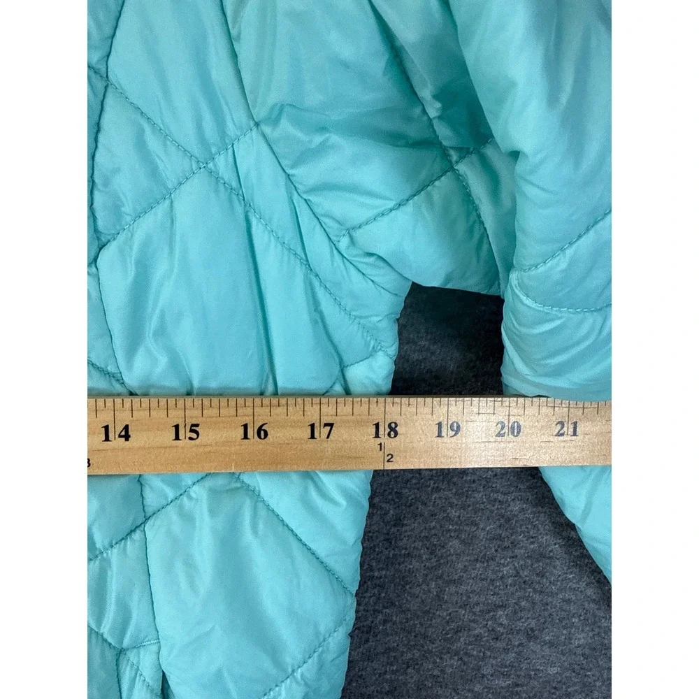 The North Face Reversible Hooded Jacket Girls L 14/16 Teal Or Striped Mossbud